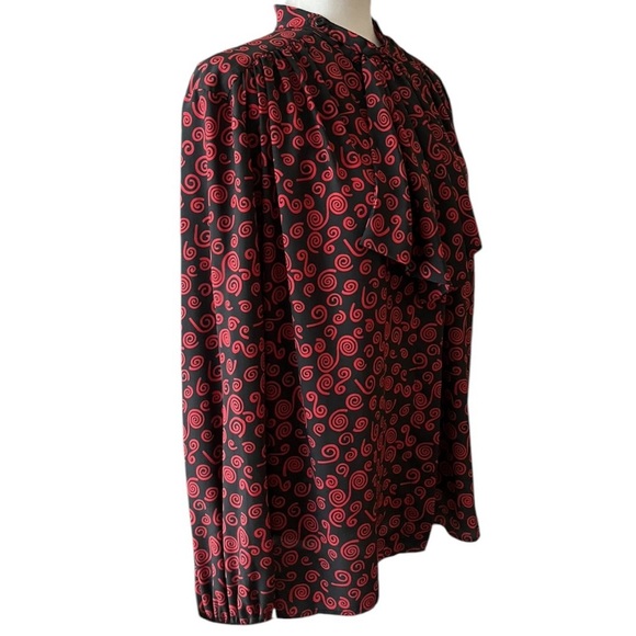 Vintage Lilli Ann Collections Secretary Ascot Button Down Blouse  Abstract Print - Picture 2 of 12